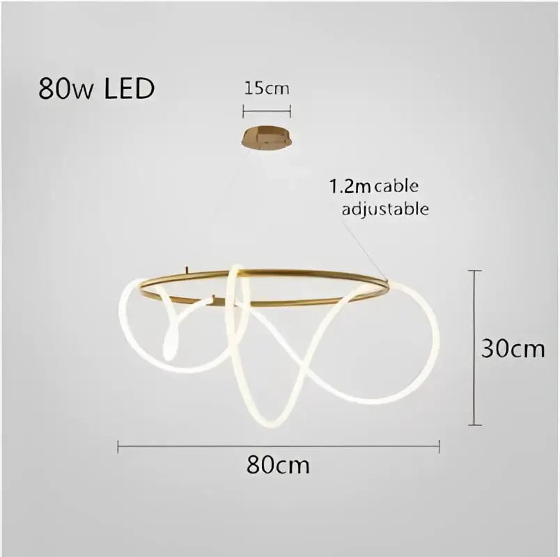 Modern gold minimalist led neon rope pendant light kitchen