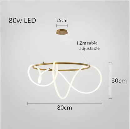 Modern gold minimalist led neon rope pendant light kitchen