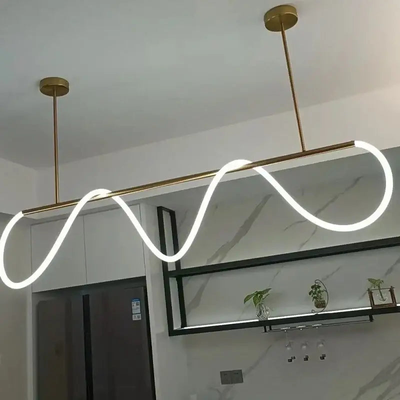 Modern gold minimalist led neon rope pendant light kitchen