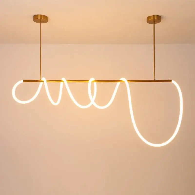 Modern gold minimalist led neon rope pendant light kitchen