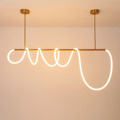 Modern gold minimalist led neon rope pendant light kitchen