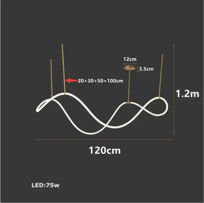 Modern gold minimalist led neon rope pendant light kitchen