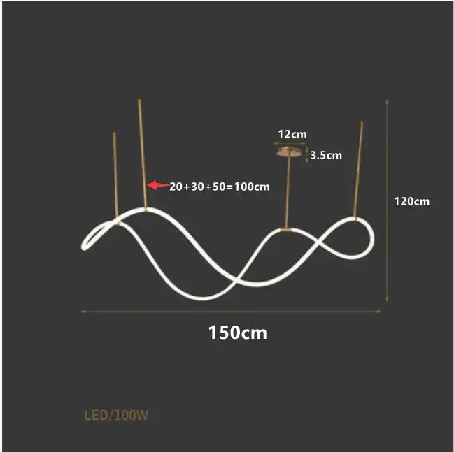 Modern gold minimalist led neon rope pendant light kitchen