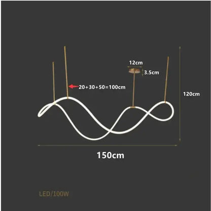 Modern gold minimalist led neon rope pendant light kitchen