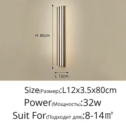 Modern gold minimalist led wall lamp for bedroom and exterior corridor