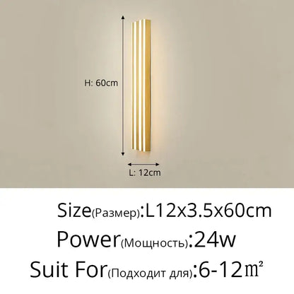 Modern gold minimalist led wall lamp for bedroom and exterior corridor