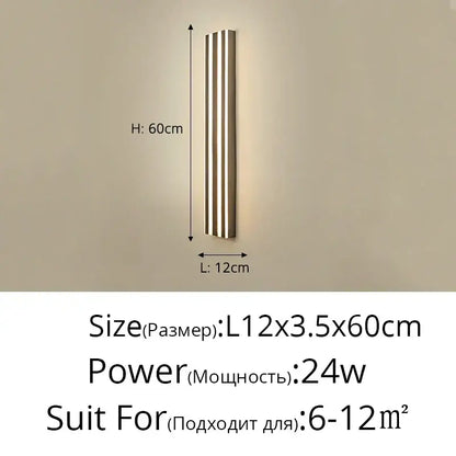 Modern gold minimalist led wall lamp for bedroom and exterior corridor
