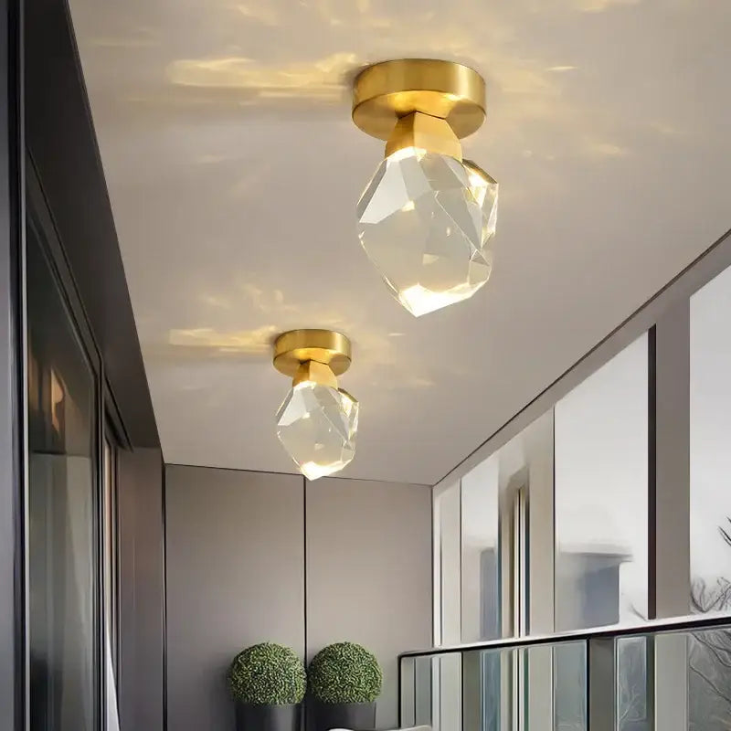 Modern gold minimalist led wall lamp for living room crystal globe