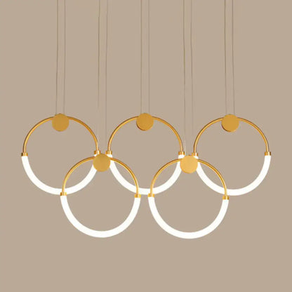 Modern gold minimalistic ring pendant light for living room