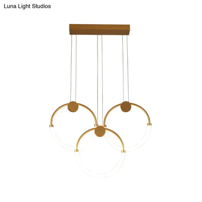 Modern gold minimalistic ring pendant light for living room