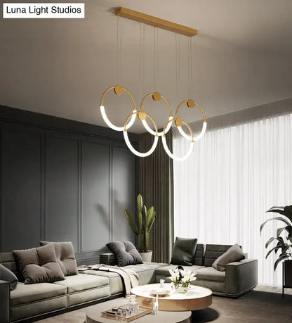 Modern gold minimalistic ring pendant light for living room
