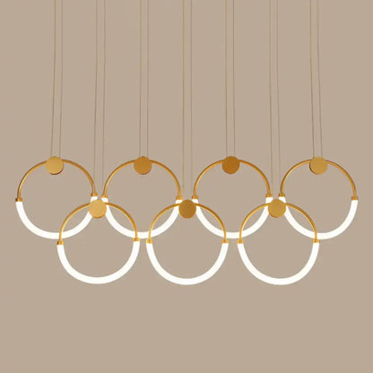 Modern gold minimalistic ring pendant light for living room