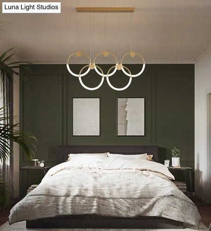Modern gold minimalistic ring pendant light for living room