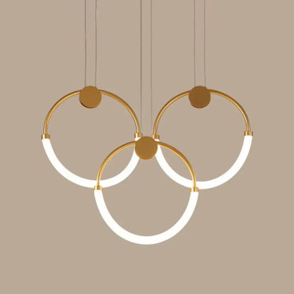 Modern gold minimalistic ring pendant light for living room