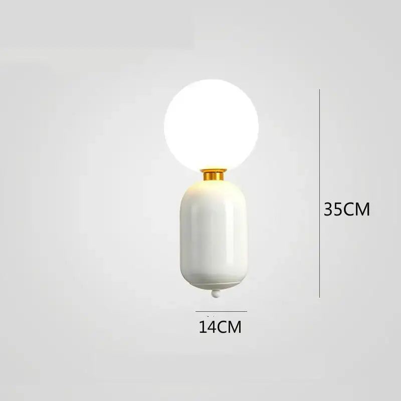 Modern gold mirror ball wall lamp bedroom frosted glass sconce