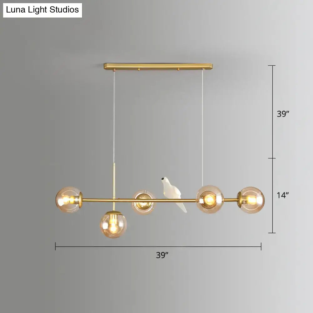 Modern gold modo island 5-light pendant light for dining room