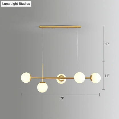 Modern gold modo island 5-light pendant light for dining room