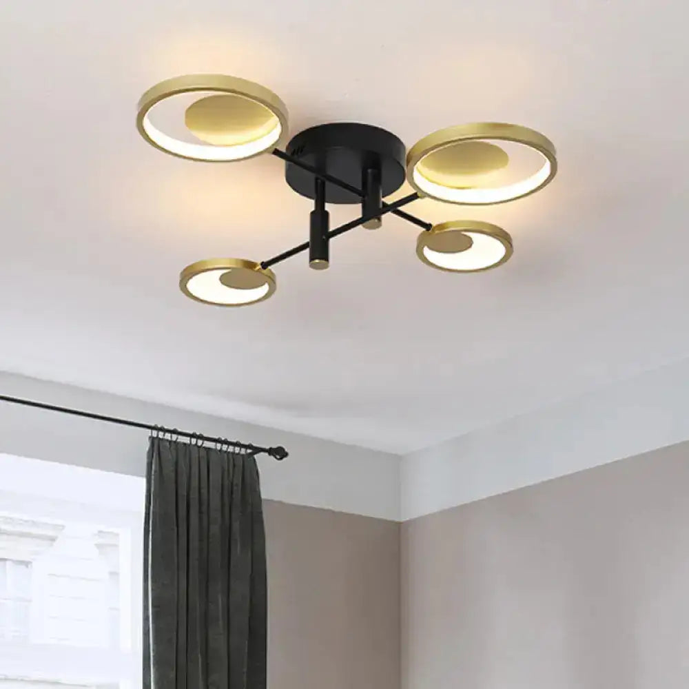 DecorBites™ Modern Gold Molecule Ceiling Mount Chandelier with 4/6/8 Heads in Warm/White Light