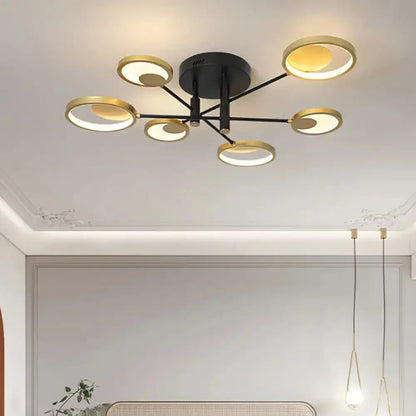 DecorBites™ Modern Gold Molecule Ceiling Mount Chandelier with 4/6/8 Heads in Warm/White Light