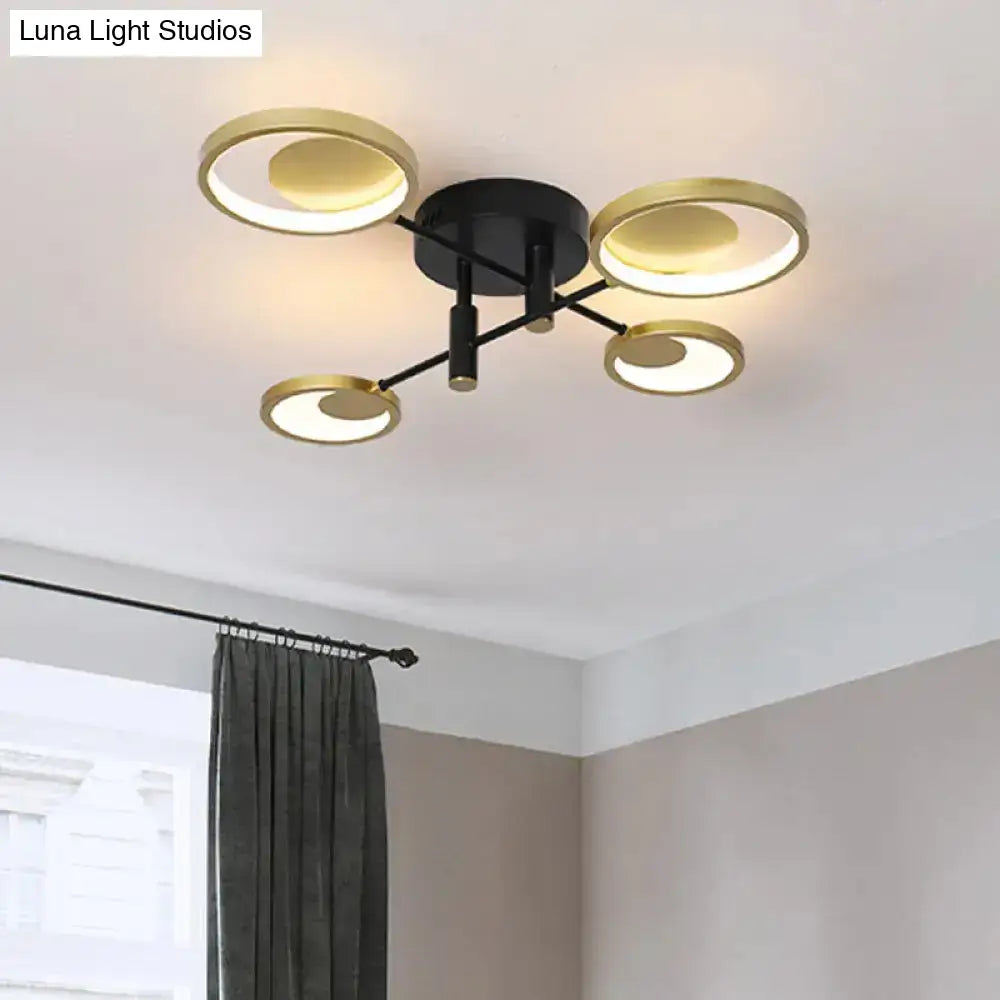 DecorBites™ Modern Gold Molecule Ceiling Mount Chandelier with 4/6/8 Heads in Warm/White Light