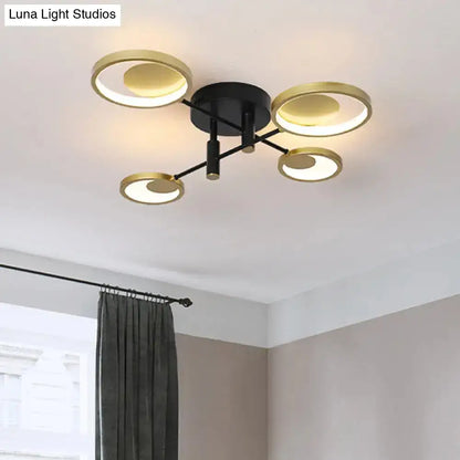 DecorBites™ Modern Gold Molecule Ceiling Mount Chandelier with 4/6/8 Heads in Warm/White Light