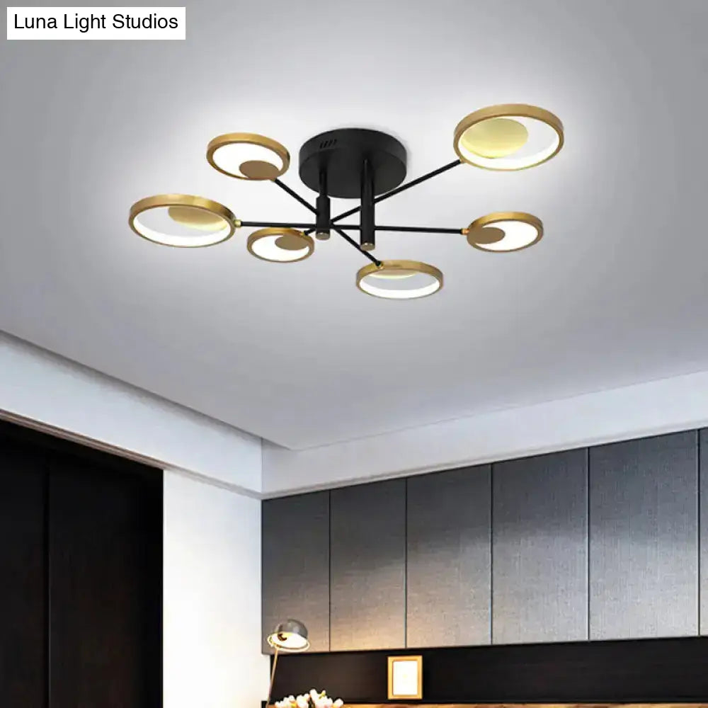 DecorBites™ Modern Gold Molecule Ceiling Mount Chandelier with 4/6/8 Heads in Warm/White Light