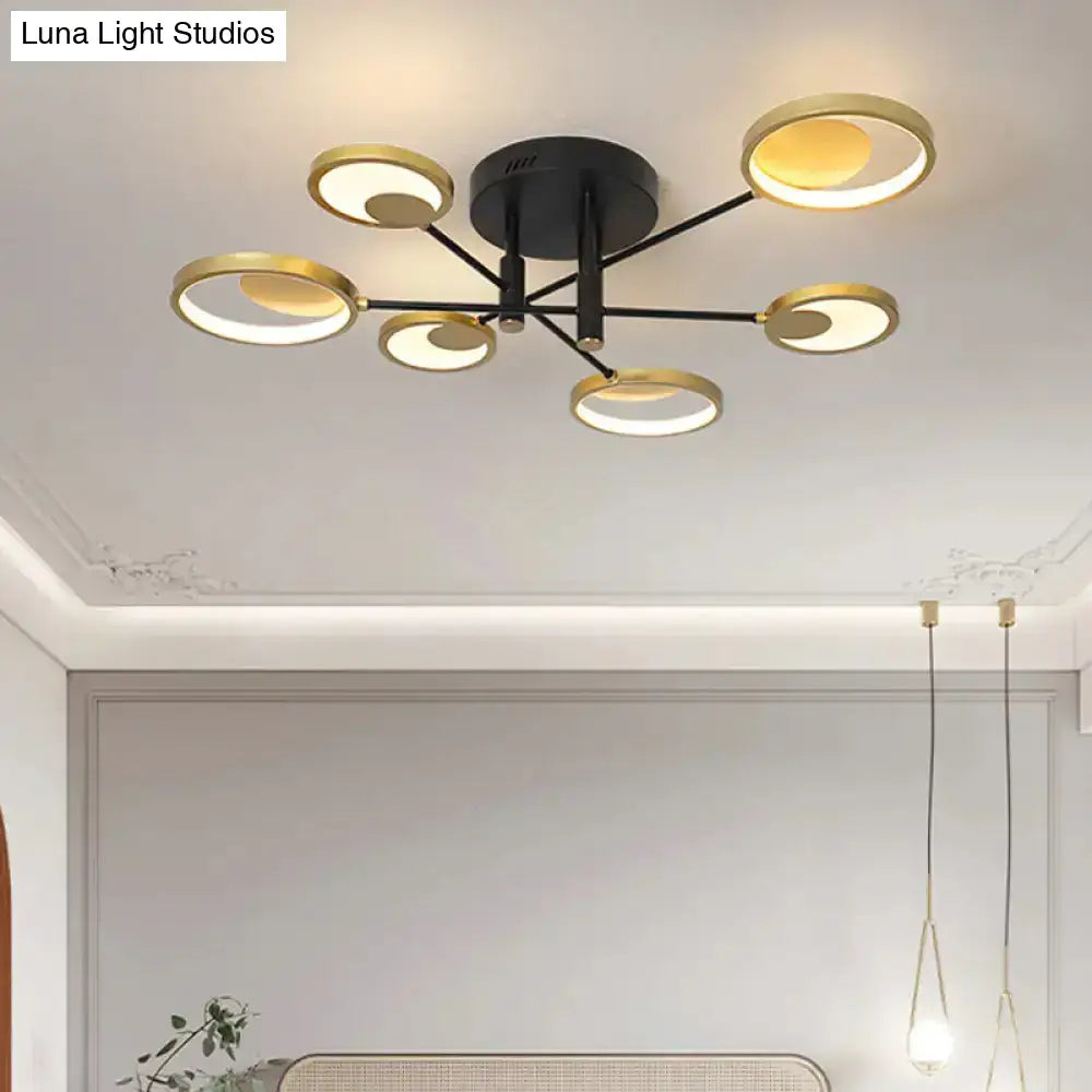 DecorBites™ Modern Gold Molecule Ceiling Mount Chandelier with 4/6/8 Heads in Warm/White Light