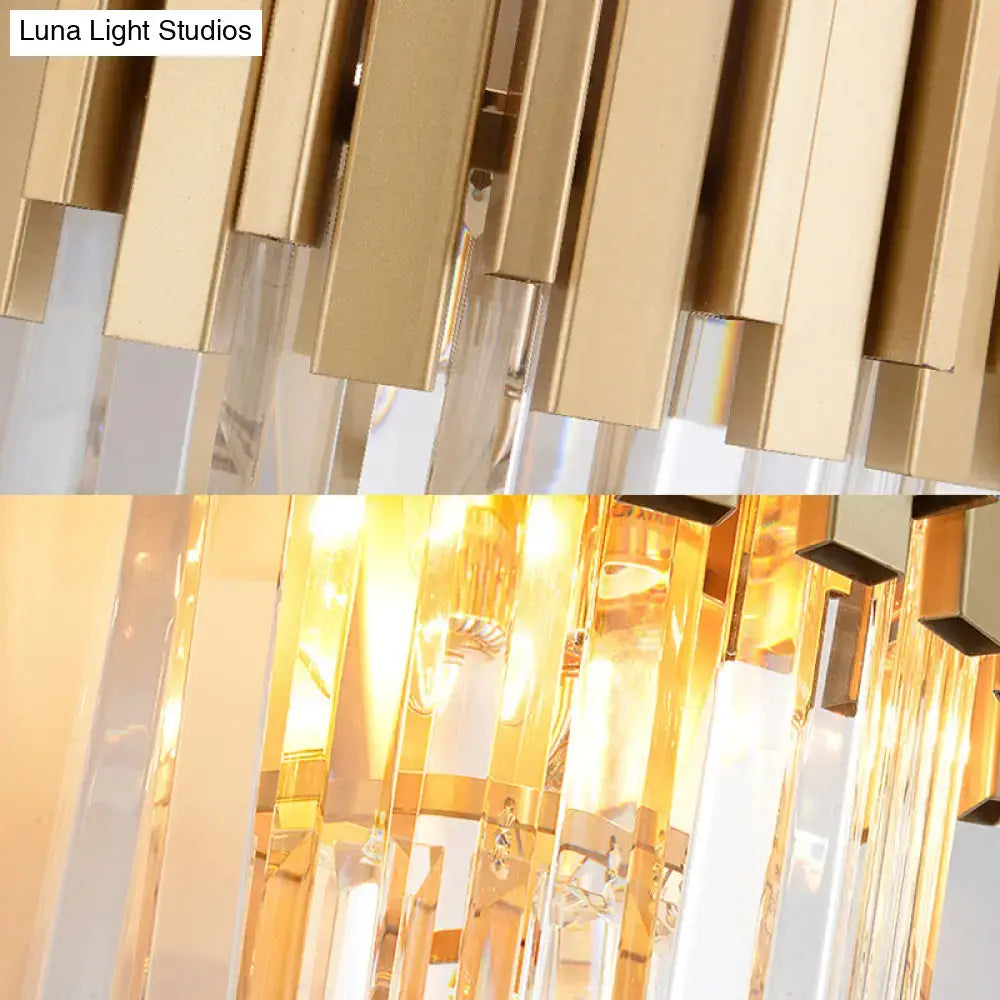 Modern gold multi tier crystal prism wall light dining room