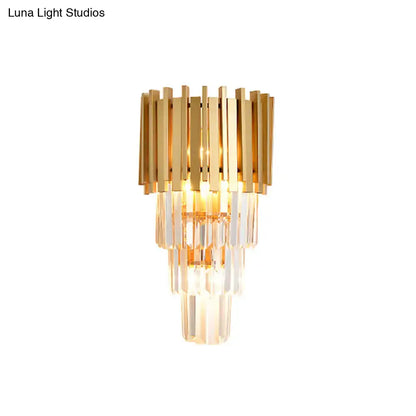Modern gold multi tier crystal prism wall light dining room