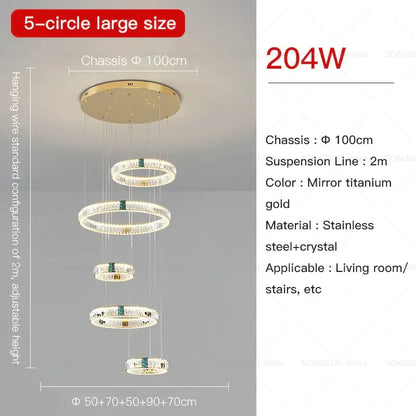 Modern gold multi tier duplex crystal chandelier for living room