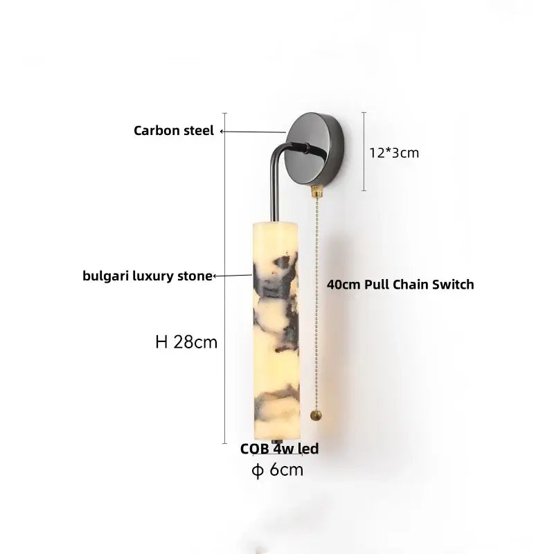 Modern gold mushroom carbon steel wall lamp bedroom pull chain light