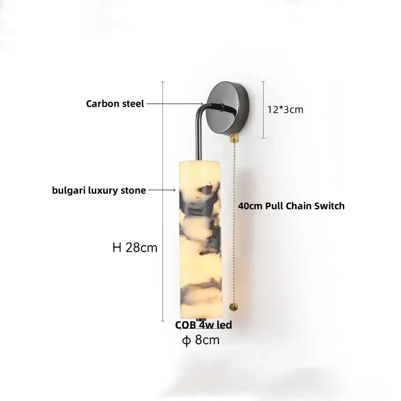 Modern gold mushroom carbon steel wall lamp bedroom pull chain light