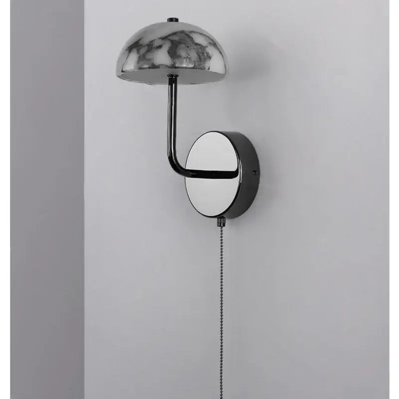 Modern gold mushroom carbon steel wall lamp bedroom pull chain light