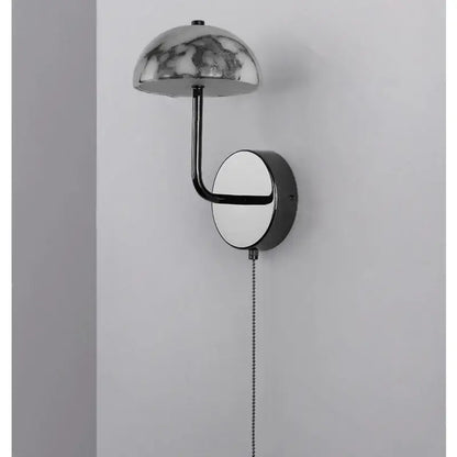 Modern gold mushroom carbon steel wall lamp bedroom pull chain light