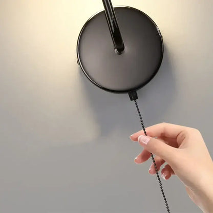 Modern gold mushroom carbon steel wall lamp bedroom pull chain light