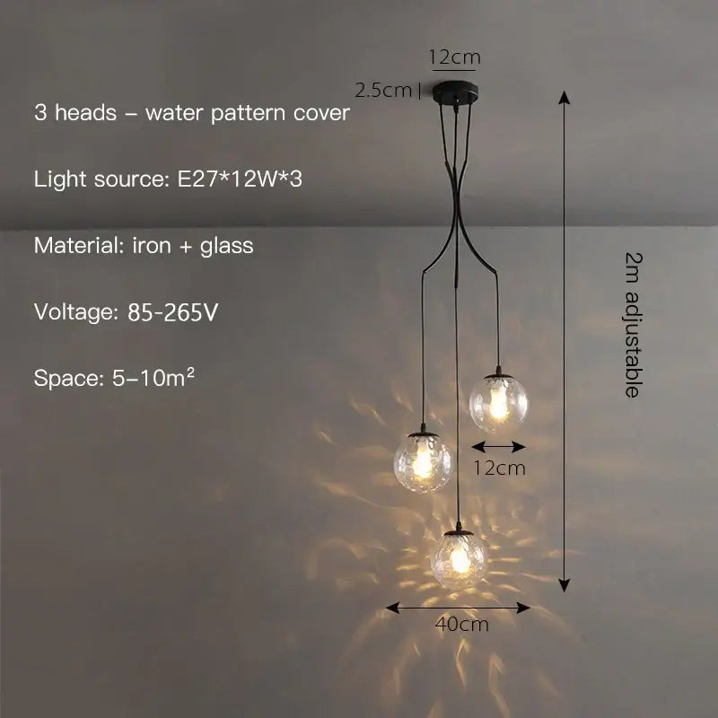 Modern gold nordic pendant light – dining room cascading chandelier