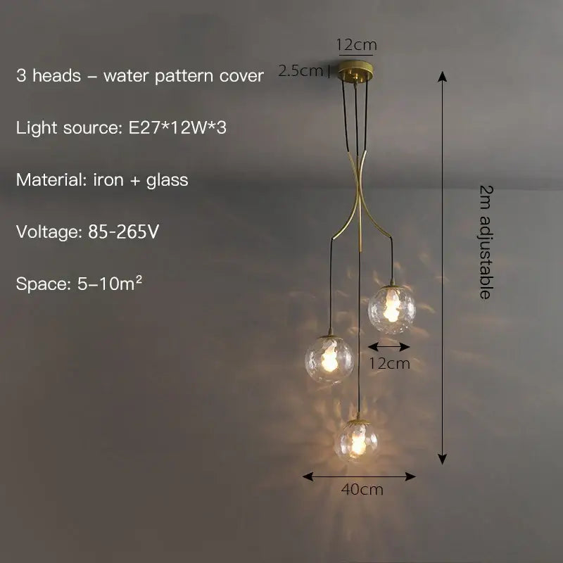 Modern gold nordic pendant light – dining room cascading chandelier