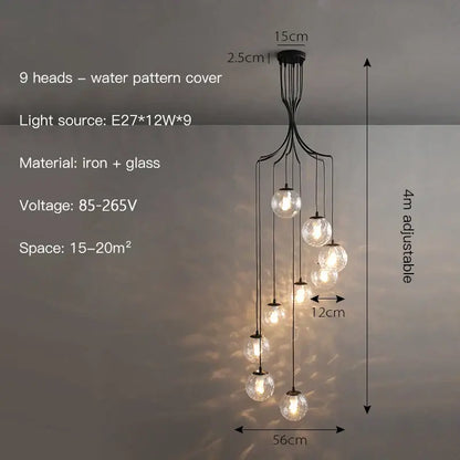 Modern gold nordic pendant light – dining room cascading chandelier