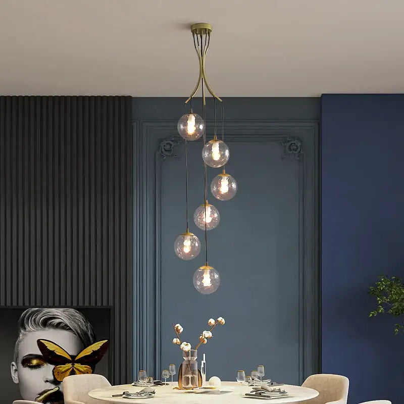 Modern gold nordic pendant light – dining room cascading chandelier