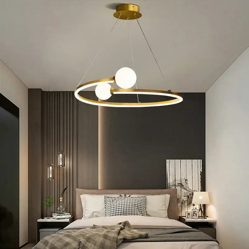Modern gold nordic ring led chandelier dining room pendant light