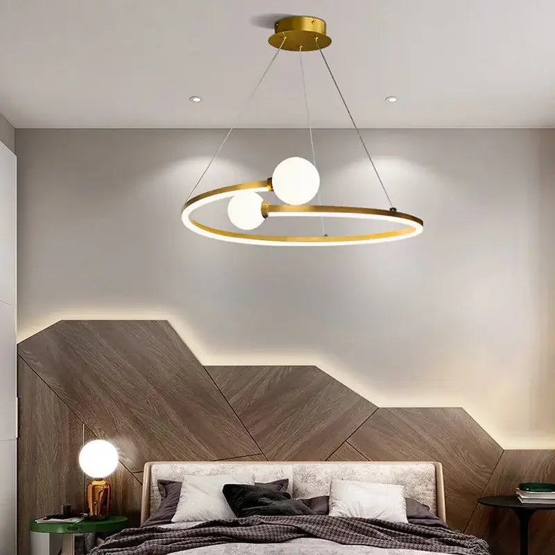 Modern gold nordic ring led chandelier dining room pendant light