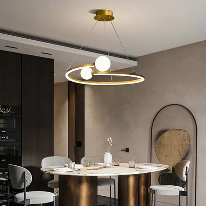 Modern gold nordic ring led chandelier dining room pendant light