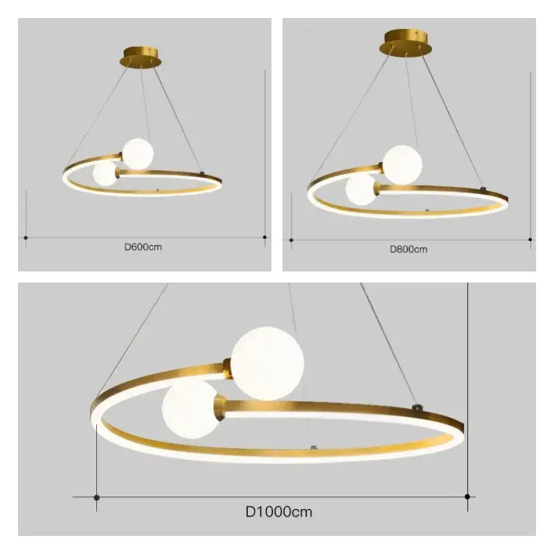 Modern gold nordic ring led chandelier dining room pendant light