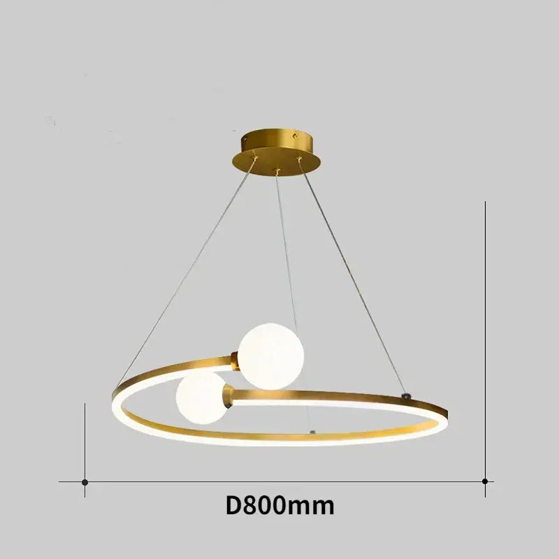 Modern gold nordic ring led chandelier dining room pendant light