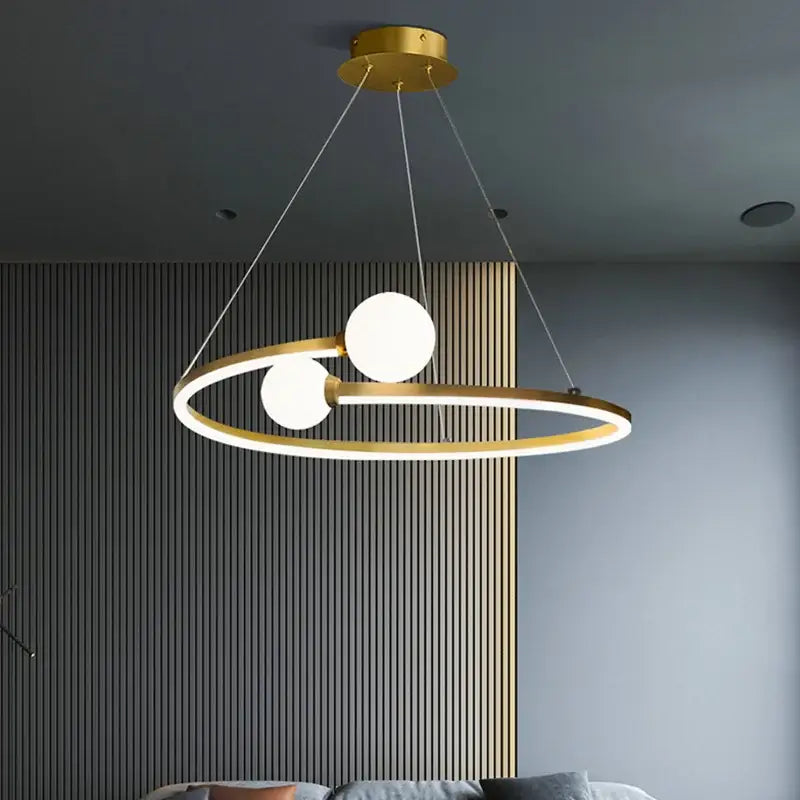 Modern gold nordic ring led chandelier dining room pendant light