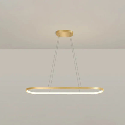 Modern gold oblong led pendant light fixture for dining room