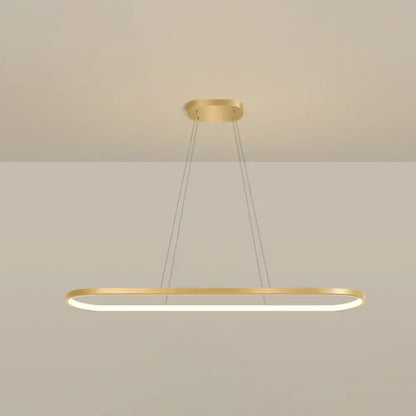 Modern gold oblong led pendant light fixture for dining room