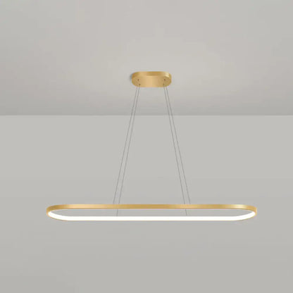 Modern gold oblong led pendant light fixture for dining room