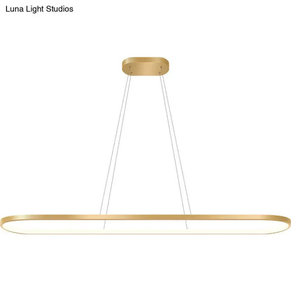 Modern gold oblong led pendant light fixture for dining room