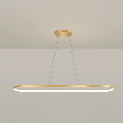 Modern gold oblong led pendant light fixture for dining room